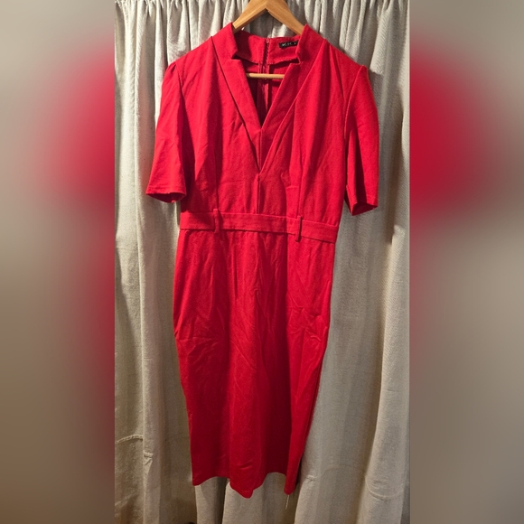 MOTF Bold Red Midi Dress - Picture 1 of 6